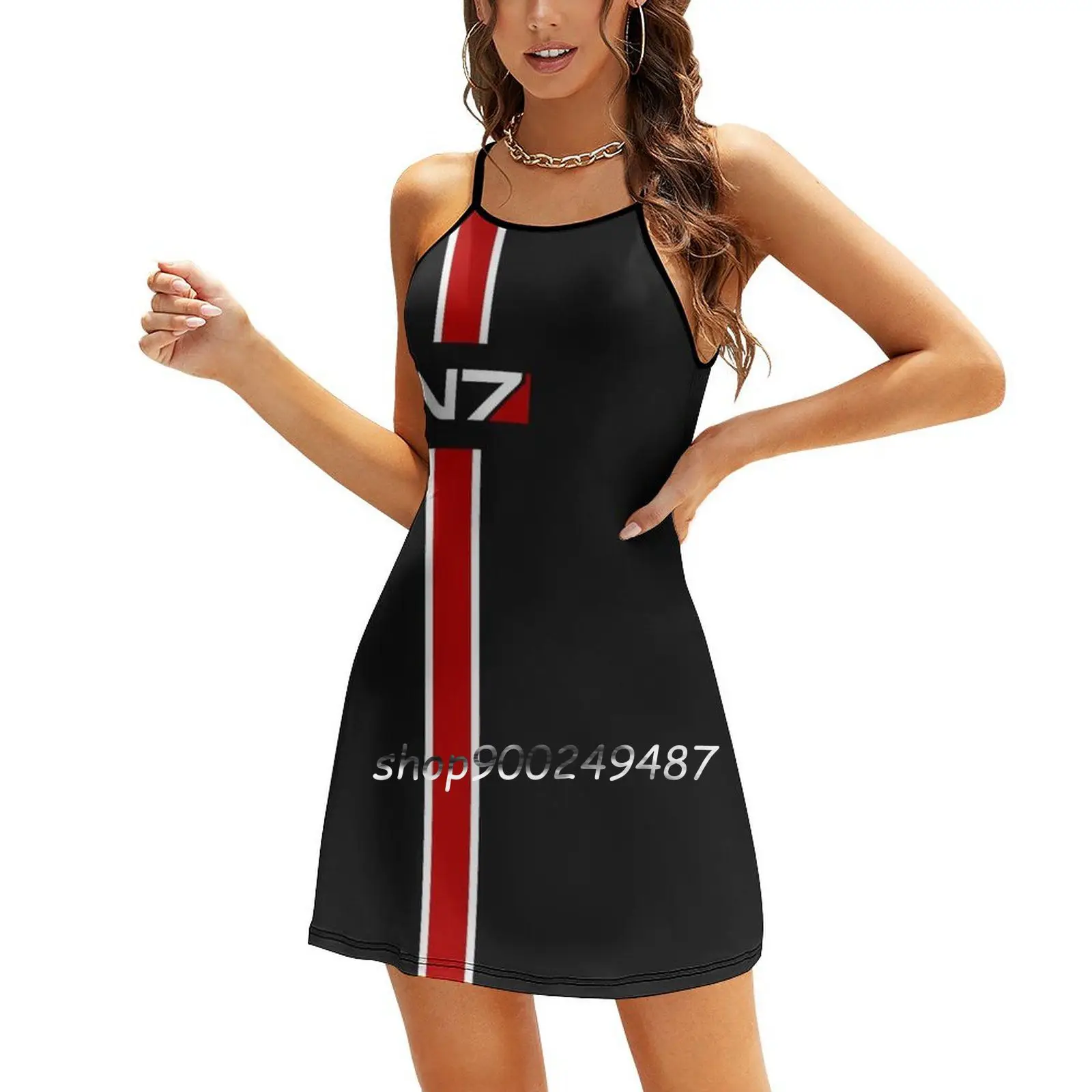 Эмблема N7 расклешенное платье Mass Effect с узлом в форме сердца модный дизайн