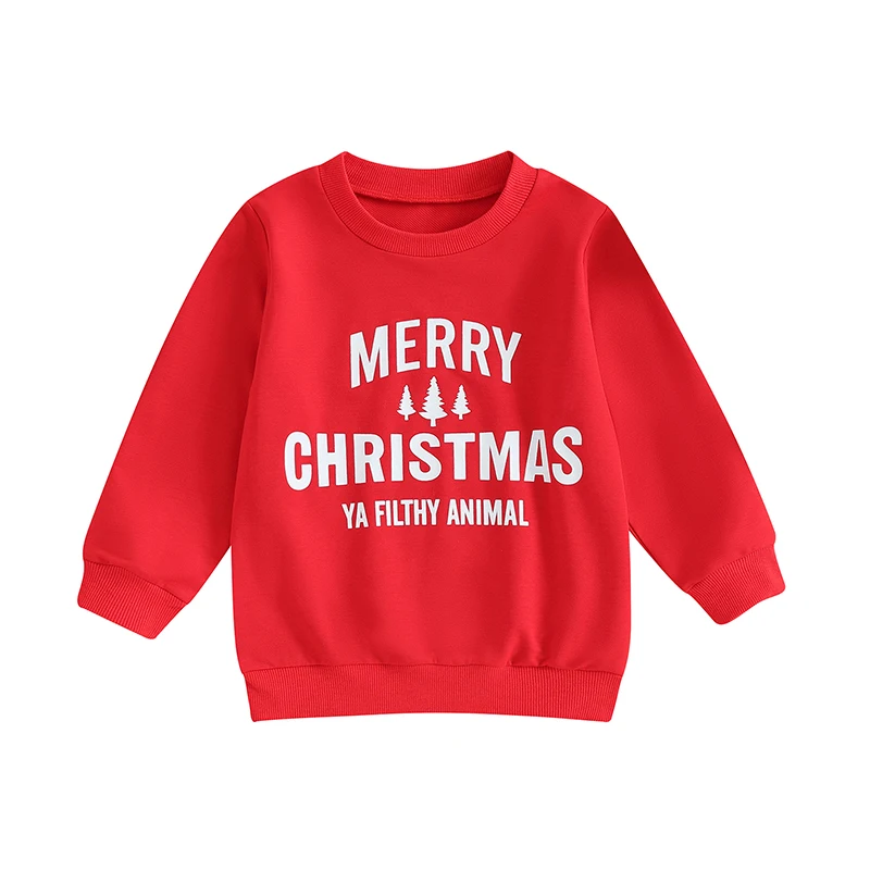 

Рождественские толстовки для маленьких девочек и мальчиков, пуловер с забавным принтом и круглым вырезом, топы, свитер с длинным рукавом, осенняя одежда