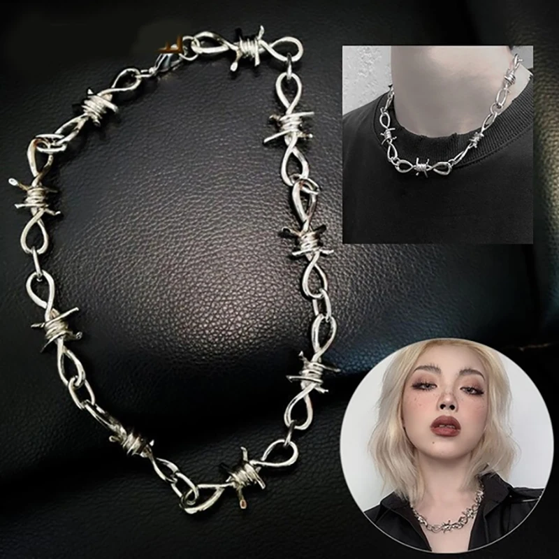 Small wire Brambles Iron Unisex Choker Necklace Women Hip-hop Gothic Punk Style Barbed Wire Little thorns Chain Choker Gifts NEW