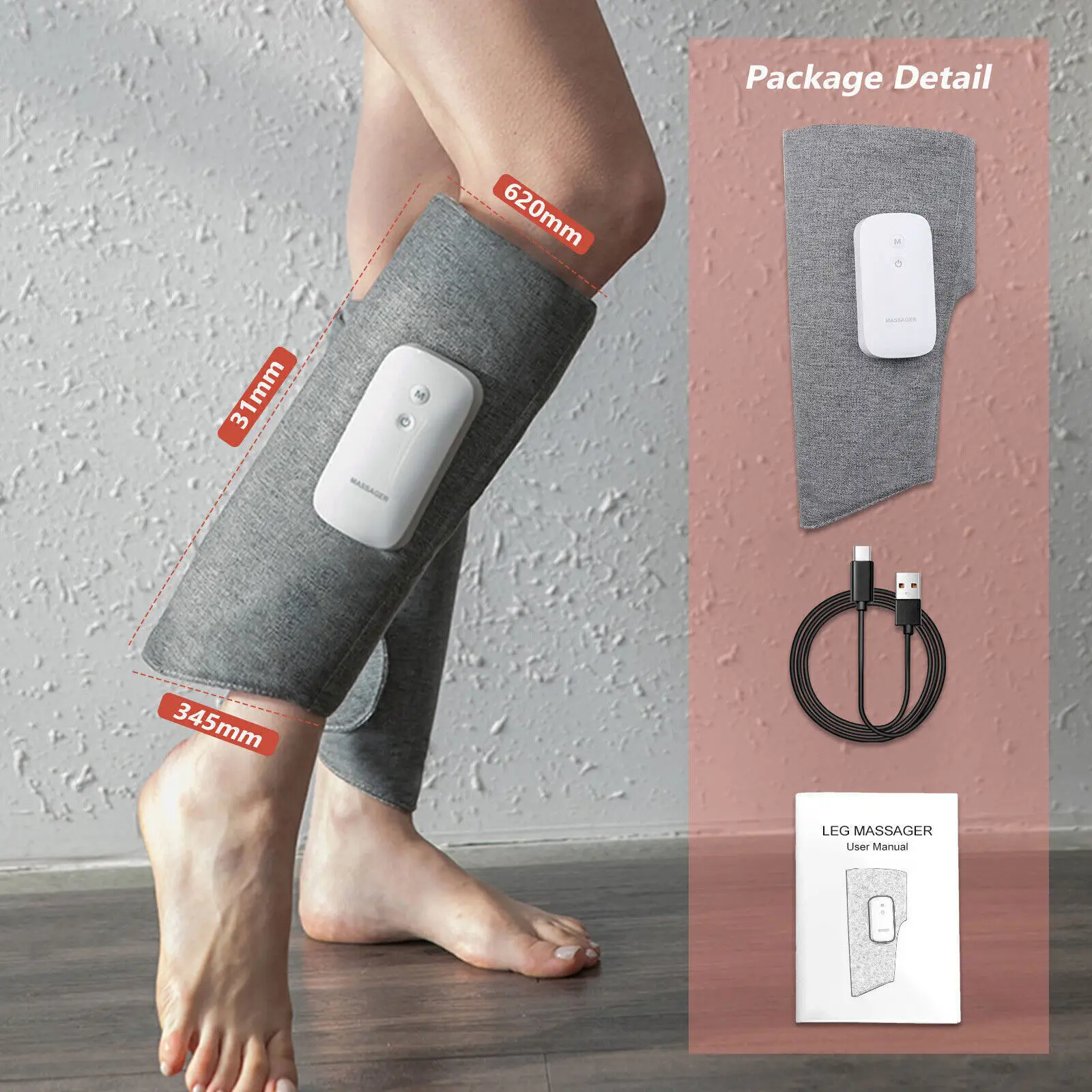 

Leg Massager with Air Compression for Circulation and Relaxation, Foot and Calf Massage Machine for Home and Office Use