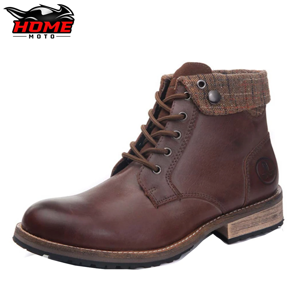 

Cowhide Motorcycle Boots For Motocross Men's Windproof Protective Boots Motorcycle Equipment Motorcyclist Accessories