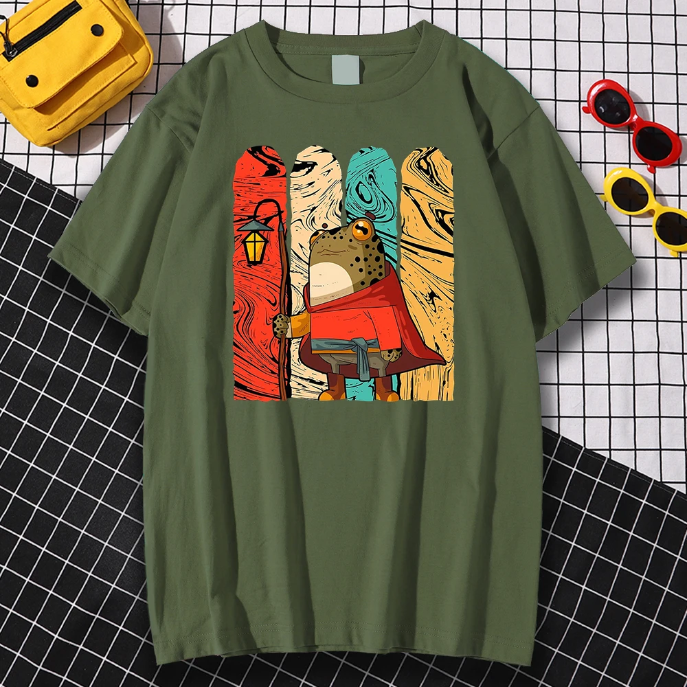 Футболка Cottagecore Мужская в эстетическом стиле тенниска с принтом лягушки и грибов