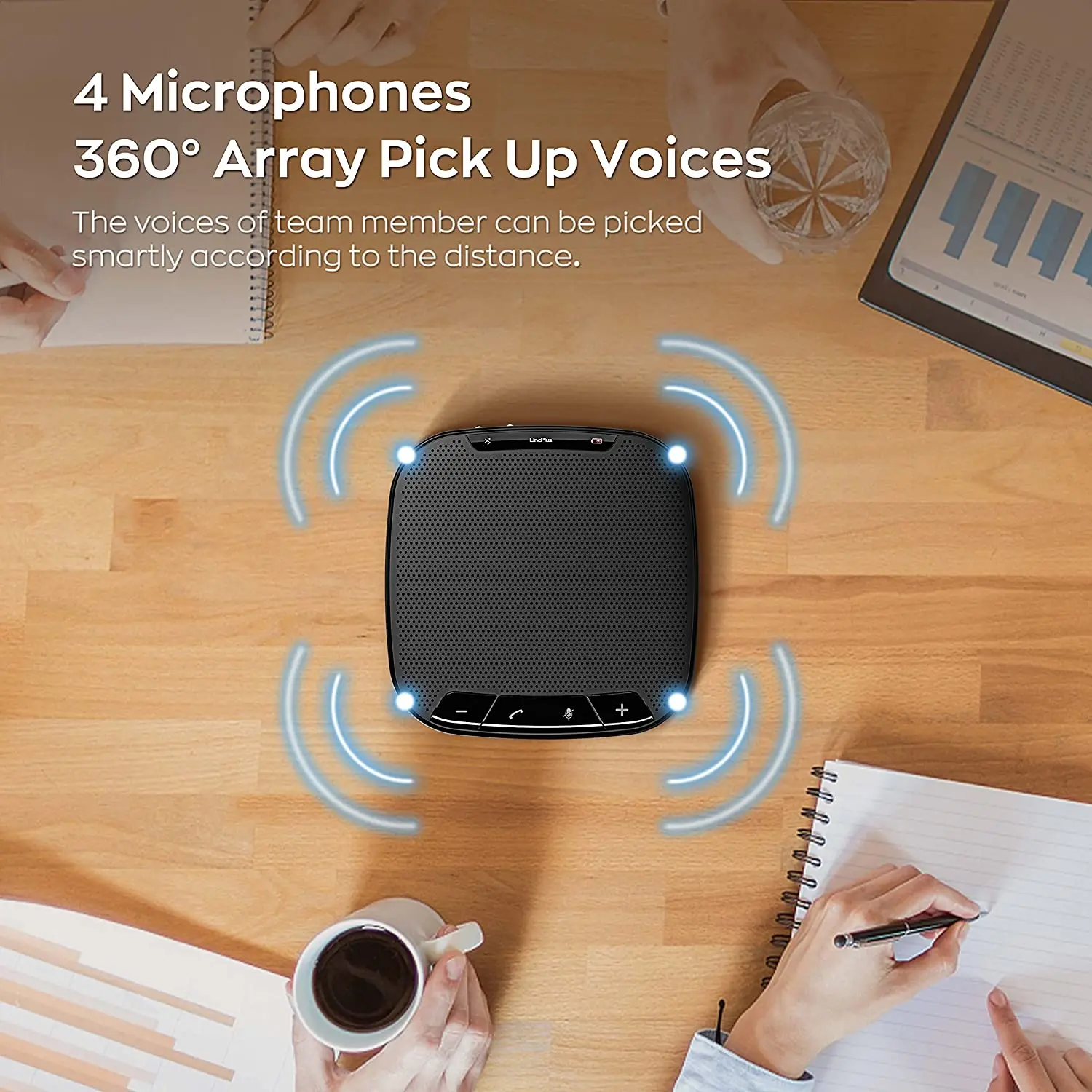 LincPlus C1 Bluetooth Громкая связь с микрофоном Перехват голоса на 360° Шумоподавление