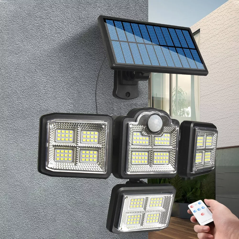 Lamp Solar Spotlights Motion Sensor led Reflector Projector Waterproof Outdoor Wall Light 198LED Garden Lights