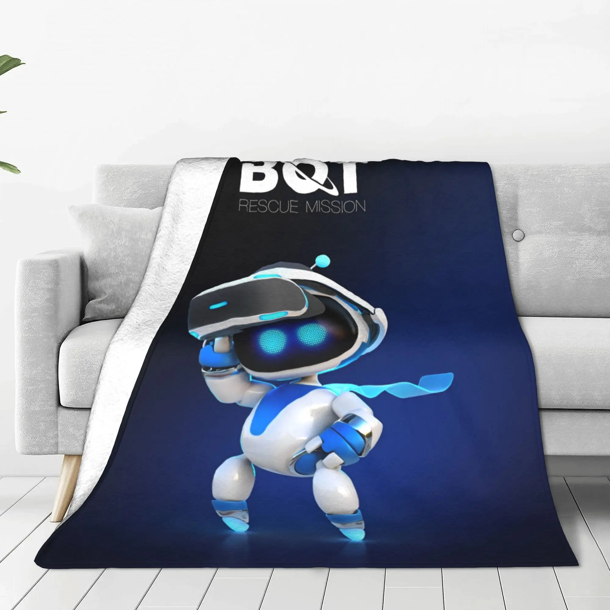 Astrobot Cartoon Game Knitted Blanket Flannel Astros Playroom Lightweight Throw for Bedding Couch Bedspread