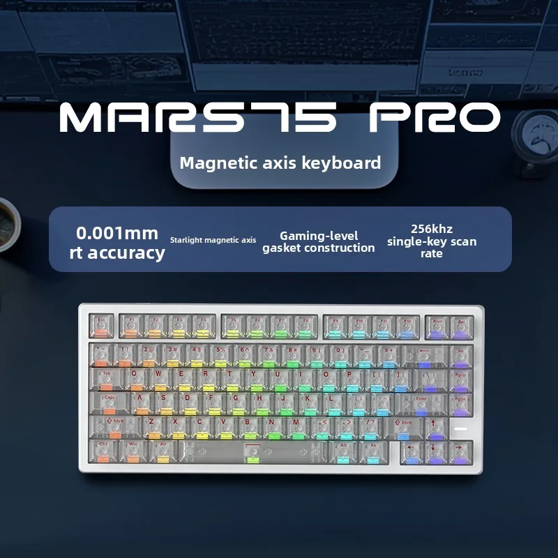 Механическая клавиатура Carotmas Mars75 NearLink с магнитными переключателями, частотой опроса 8K, раскладкой 75%, для киберспорта, с функцией Rapid Trigger, SOCD (art.: 3920d85eb4554) - 3920d85eb4554