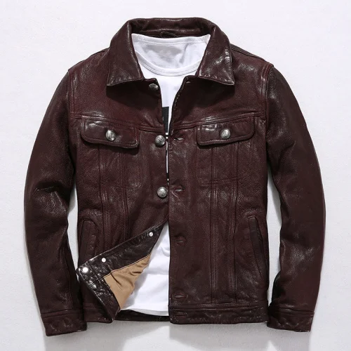 

Genuine Leather Jacket Men Spring Clothes 2022 Motociclista Biker Real Sheepskin Leather Coat Man Streetwear Chaqueta 905