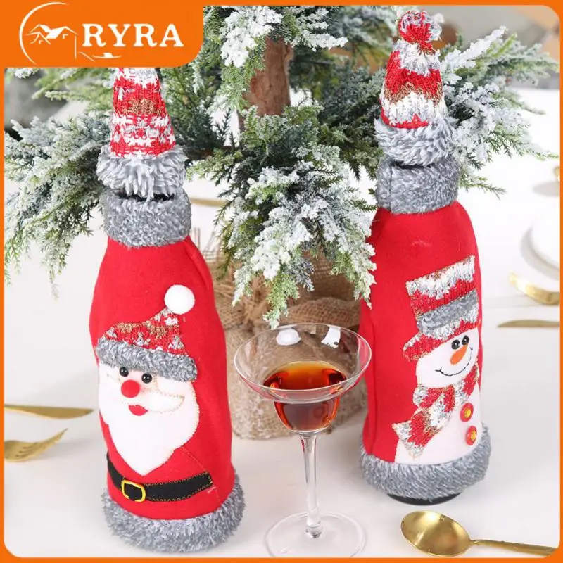 

Прочная крышка для бутылки шампанского, регулируемая крышка для бутылки вина, простая Удобная Нетканая ткань покрытие для бутылки в виде Санта-Клауса Grey