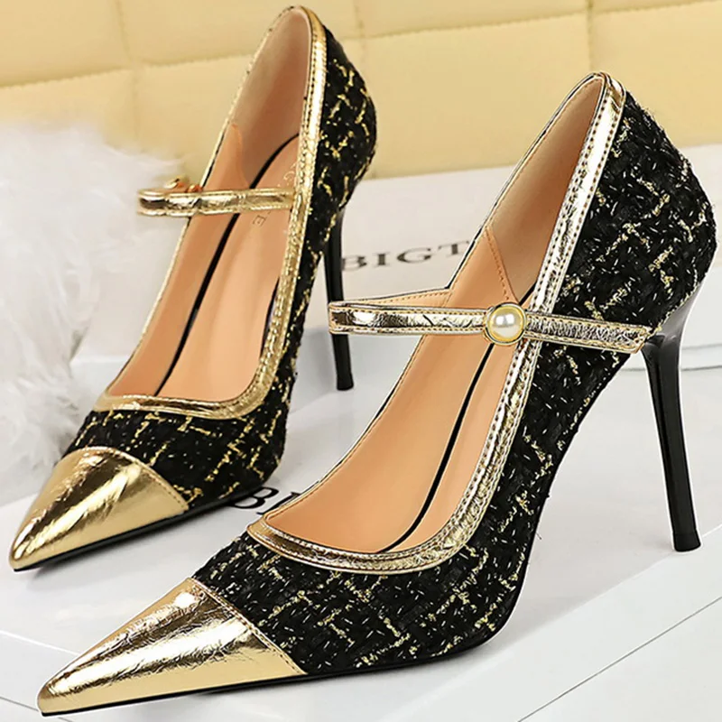 Туфли-лодочки BIGTREE женские туфли на высоком каблуке 9 5 см 7 с острым носком