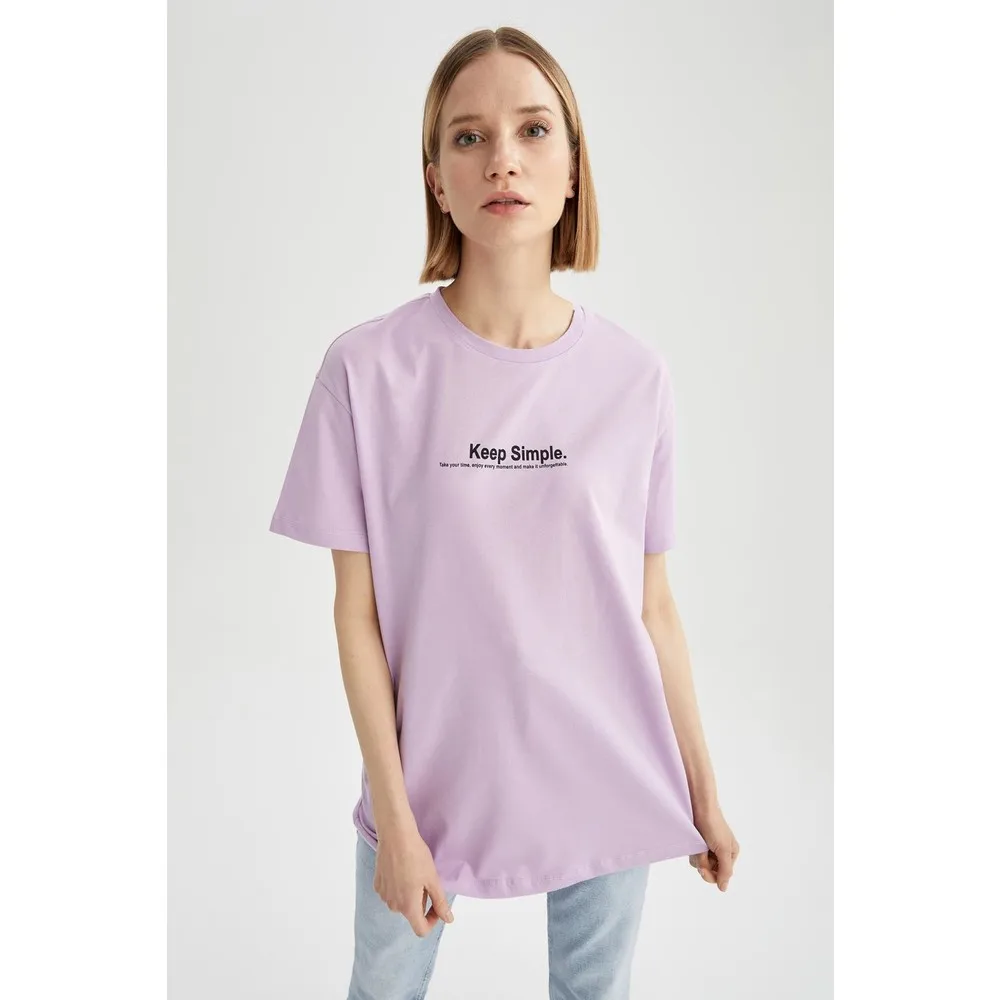 

Regular Fit Font Printed Bike Collar Short Sleeve T-Shirt T Shirt Y2K Top Nostalgic Summer Women T-Shirt Anime bluz