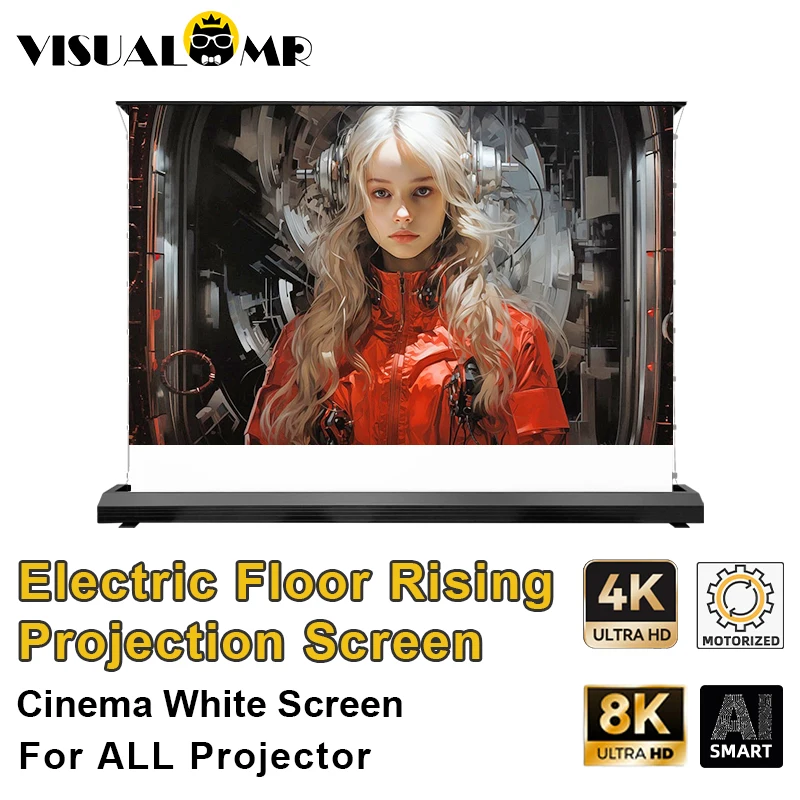 Лидер продаж Электрический Напольный кинотеатр белый экран проектора