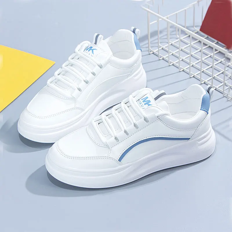 

Кроссовки женские из ПУ кожи, на шнуровке, Нескользящие, с низким верхом