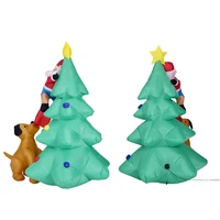 waterproof inflatable dog chasing santa claus on the tree christmas decor santa claus bitten by dog for party yard ornament