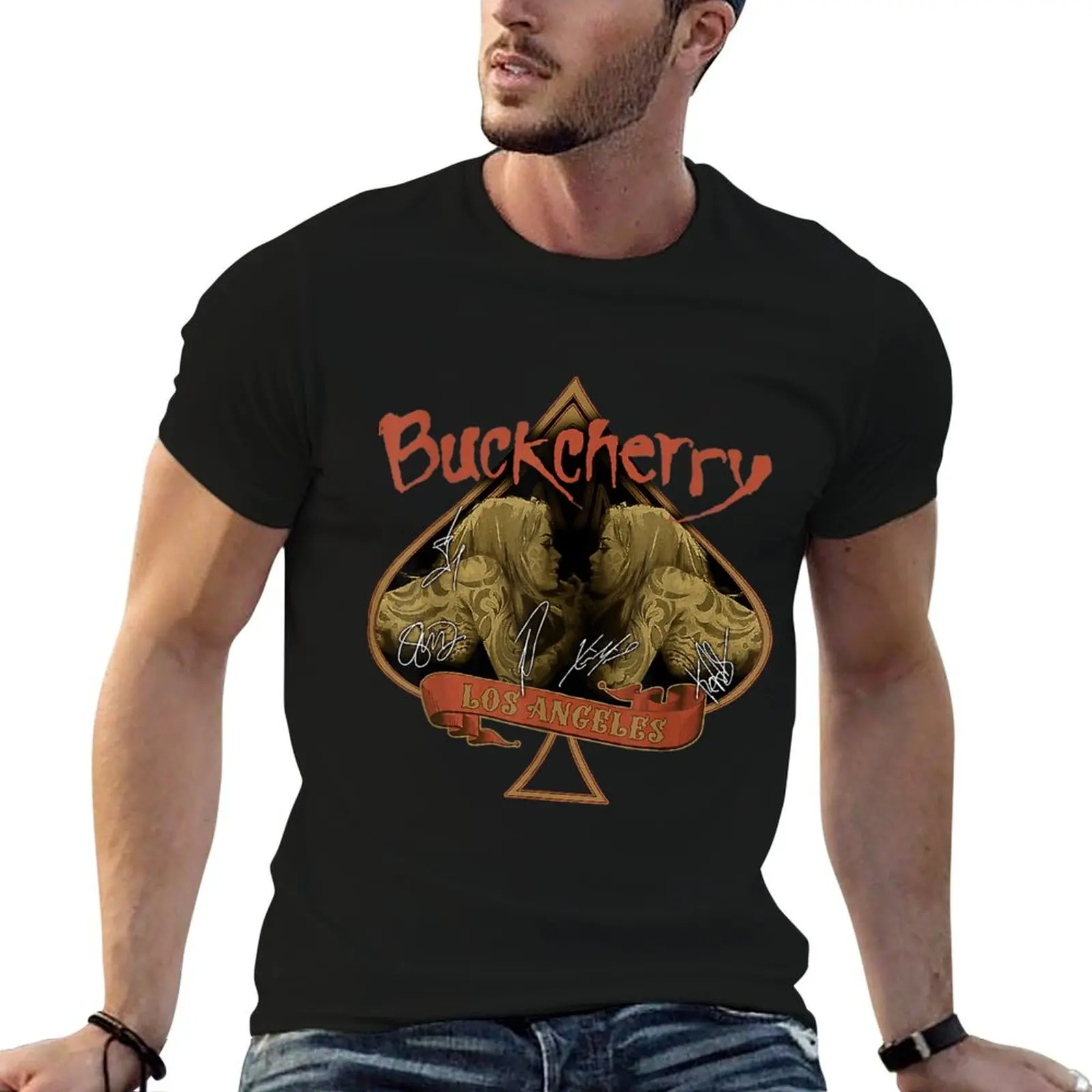 Фото Винтажная футболка Buckcherrys Warpaint Legend 70s Limited Design, мужские футболки, облегающие мужские футболки, забавная футболка с графическим рисунком №1