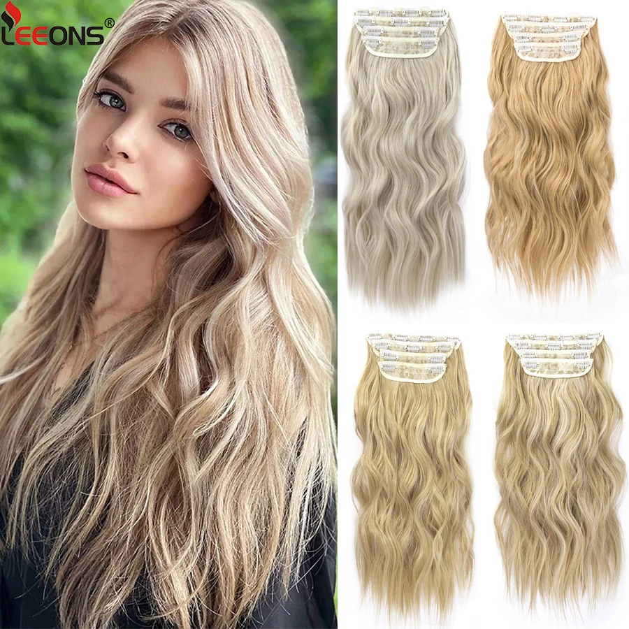 

11 Clip In Hair Extensions 20 Inches Heat Resistant Synthetic Fiber Thick Long Soft Curly Wavy 4 Pieces For Women Light Brown
