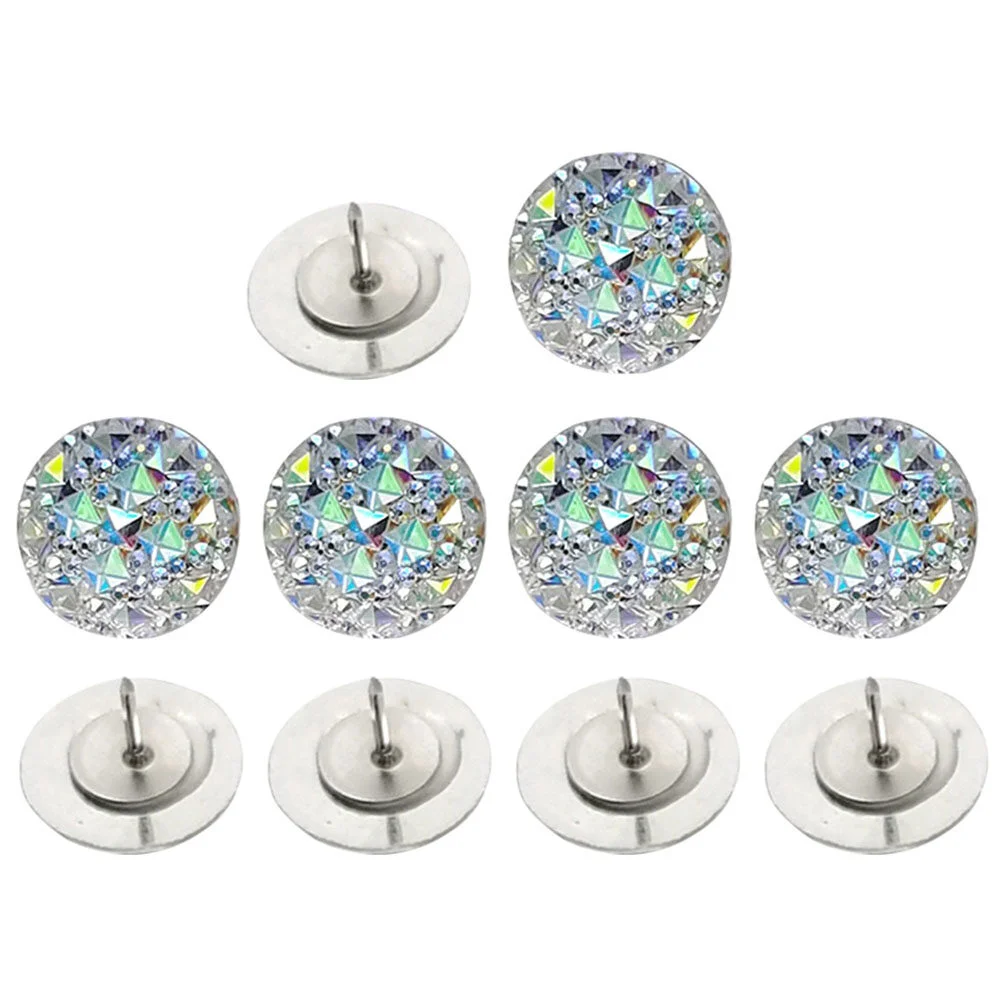 

10 Pcs Rhinestone Pushpins Work Desk Decor Thumbtack Thumbtacks Metal Compact Delicate Small Miss Office