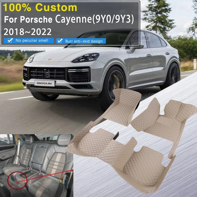 

Leather Car Floor Mats For Porsche Cayenne 9Y0 9Y3 2018~2022 5 Door Anti-dirt Pad Car Mat Luxury Tapis Voiture Car Accessories