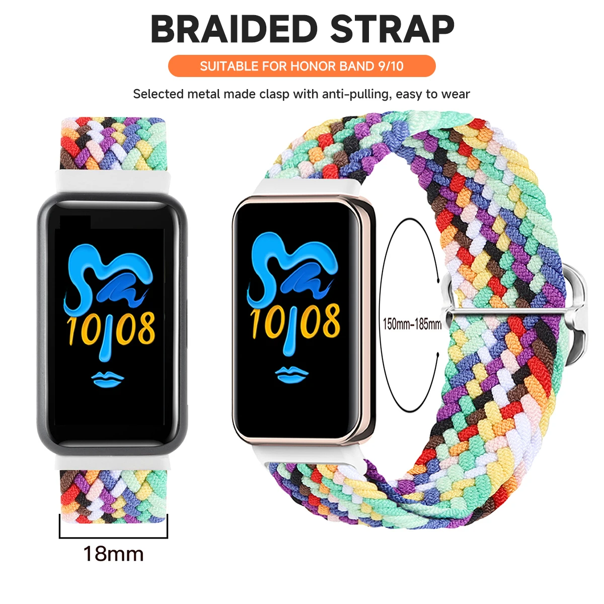 Фото Эластичный нейлоновый браслет Solo для Honor Band 9, вязаный плетеный браслет-петля для Huawei Honor Band 10, ремни Correa №1