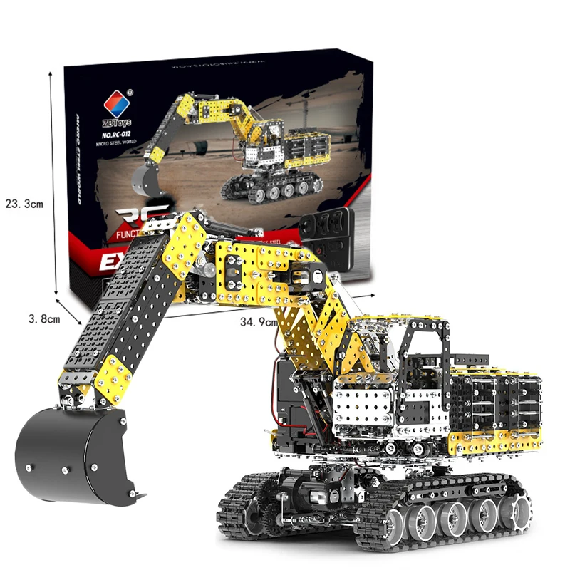 

Metal excavator building block building kit alloy excavator robot with power system remote control toy