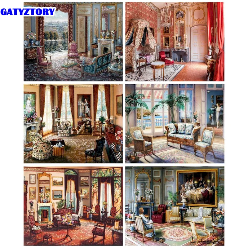 

GATYZTORY Coloring Picture By Numbers Indoor Handmade Paint By Number Scenery Paintings On Canvas HandPainted Kits Wall Decor