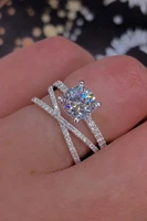dazzling silver color white zircon ring anniversary gift engagement bridal wedding rings jewelry for women