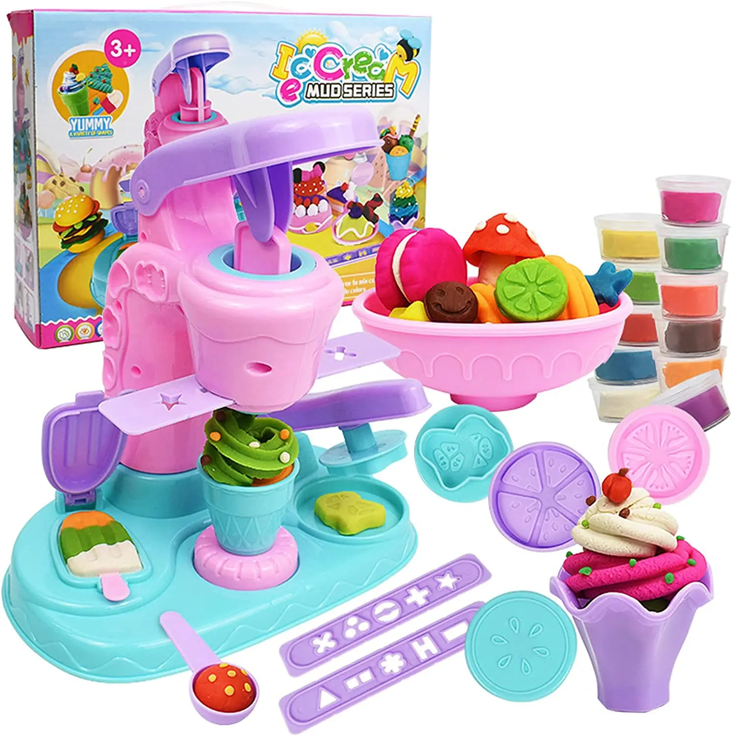 

Children's Pretend Play Piggy Noodle Machine Family Play House Toy Set Colored Clay Plasticine Ice Cream Machine Mold Toys Gift