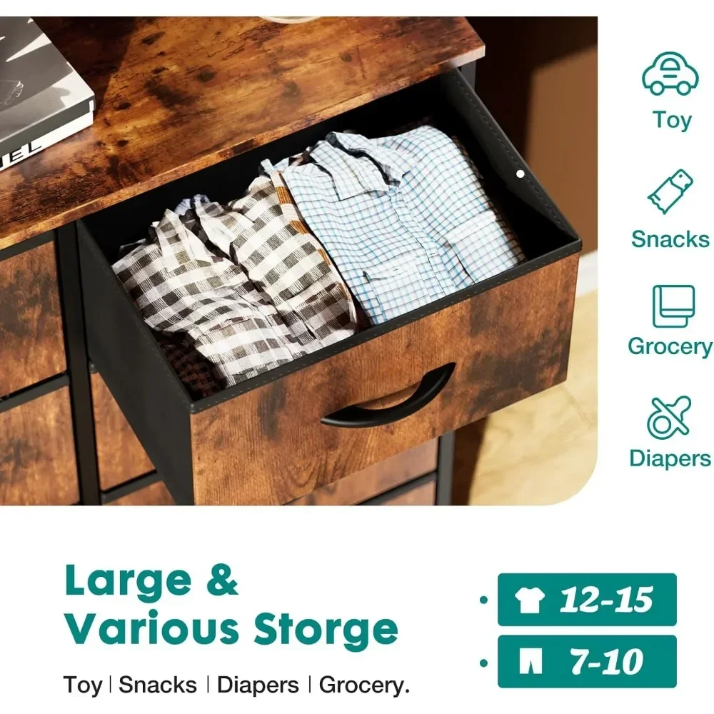 Туалетный шкаф комод с 8 ящиками тканевый для спальни Высокий Комод деревянной