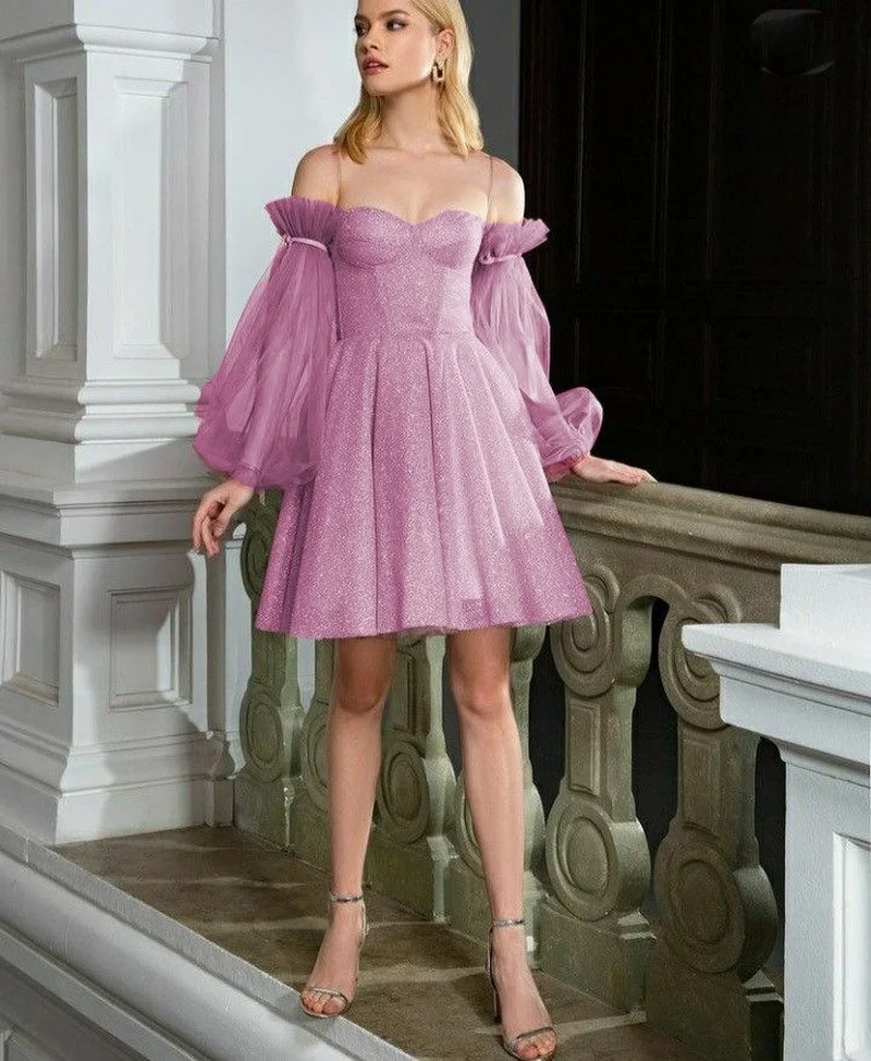 Женские платья для выпускного вечера с длинным рукавом большая мини-юбка-качели