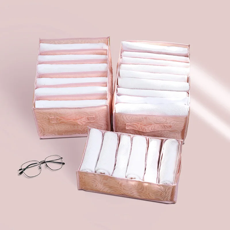 

6/9Grids New Style Drawer Grid Clothes Storage Box Textile Printing Clothing Storage Case For Home Wardrobe