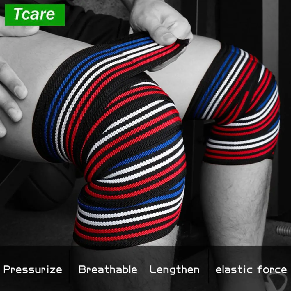 

Tcare Knee Pads 180CM*8CM Fitness Pressurized Straps Gym Weight Lifting Leg Knee Compression Training Wraps Elastic Bandages New