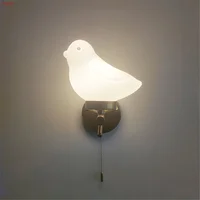 Modern Creative White Glass Bird Led Wall Lamp With Plug Wire For Living Room Sofa Loft Art Bedroom Bedside Sconce Night Lights