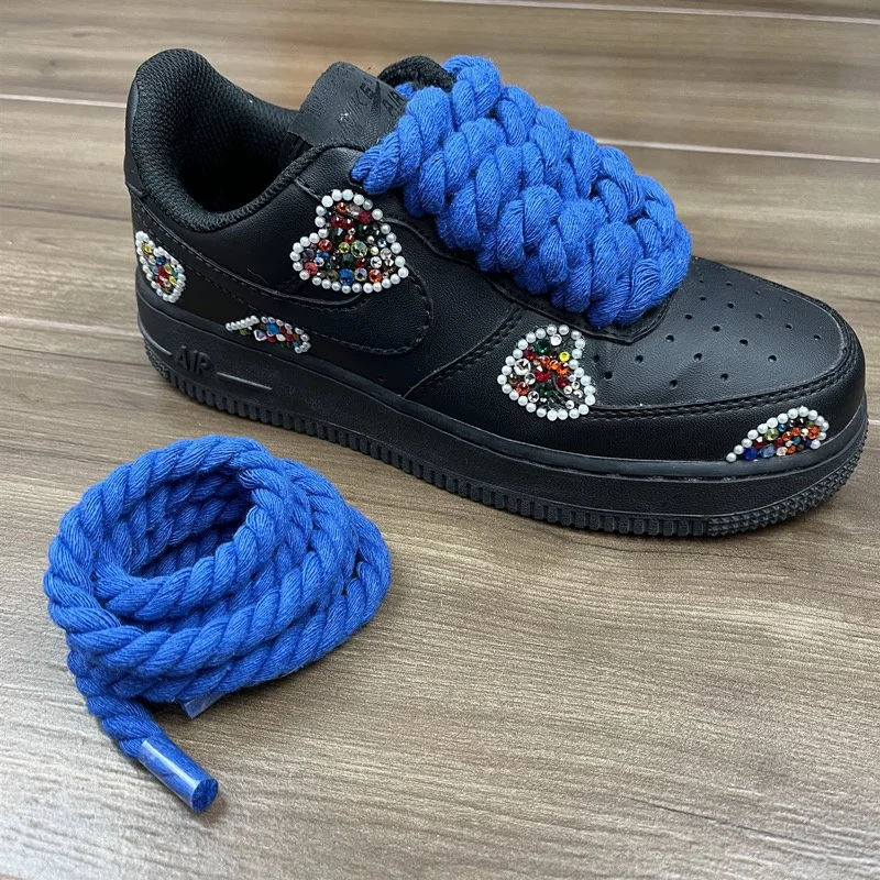 2 Pair/set Thick Cotton Line Weaving Twisted Rope Bold Shoelaces Women Men Sneakers Low-top Canvas Shoe Laces Strings