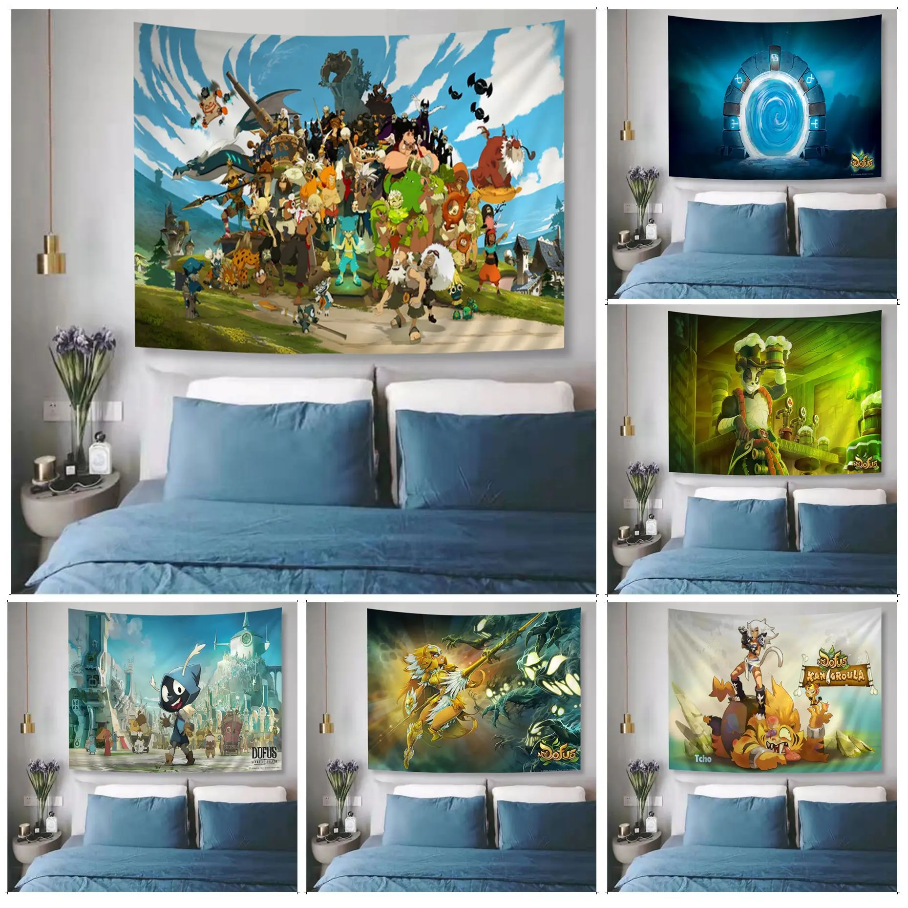 

dofus Cartoon Tapestry Cheap Hippie Wall Hanging Bohemian Wall Tapestries Mandala INS Home Decor