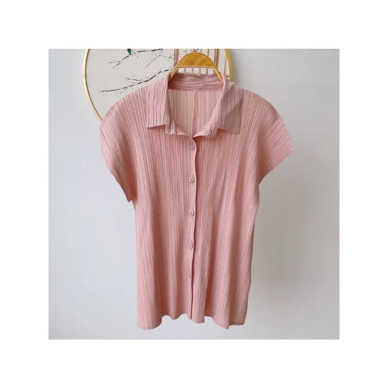 Женская однотонная плиссированная рубашка Miyake повседневная однобортная блузка