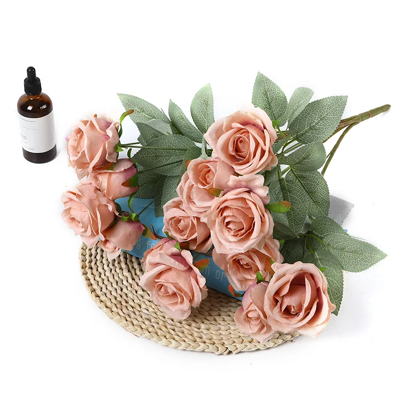 

Artificial Rose Fake Flower Wedding Diamond Rose Bouquet Valentine's Day Gift Home Living Room Garden Desktop Silk Rose Decor