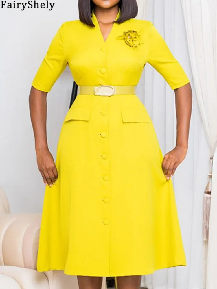 Женское платье с коротким рукавом V-образным вырезом и поясом