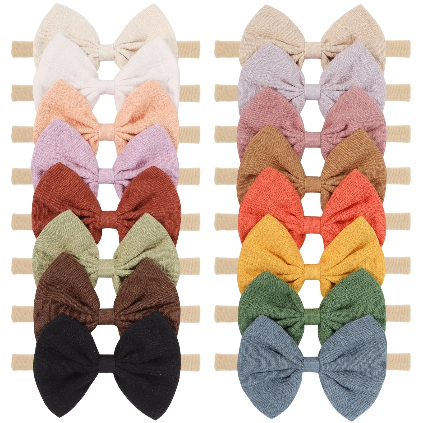 

Cotton Linen Candy Solid Color Bow Baby Headband For Girls Newborn Headbands Lace Hair Bands Turban Kids Hair Accessories