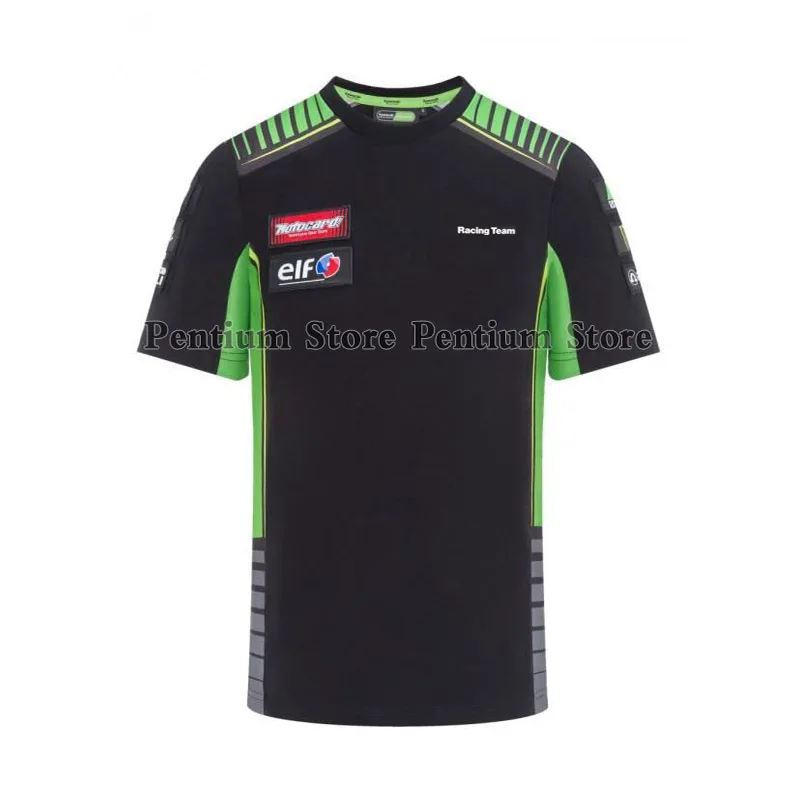 

Футболка для Kawasaki, мужская летняя быстросохнущая дышащая футболка для мотоцикла, супербайка, скутера, уличной езды на мотоцикле, черная, зел...