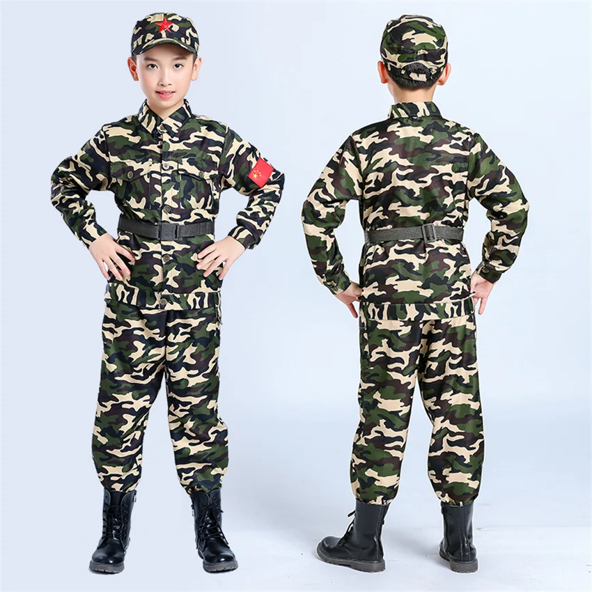 Kids Halloween Camouflage Uniform Carnival Children's Day Cosplay Military Costume Teenager Summer Camp Party Clothing