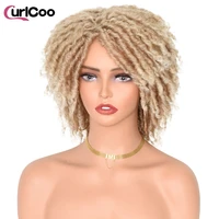 short dreadlock wigs for black women afro wig synthetic curly ombre braided wigs african soft faux locs crochet twist hair