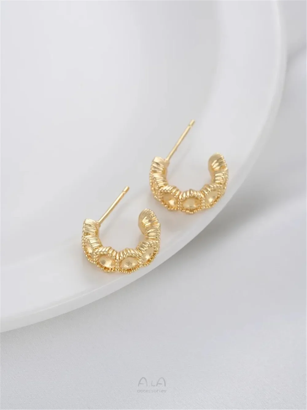 Серьги-гвоздики из серебра 925 пробы с позолотой 14K, с кружевными бусинами, для самостоятельного изготовления, с жемчугом, аксессуары E356 (art.: 3920da583cede) - 3920da583cede