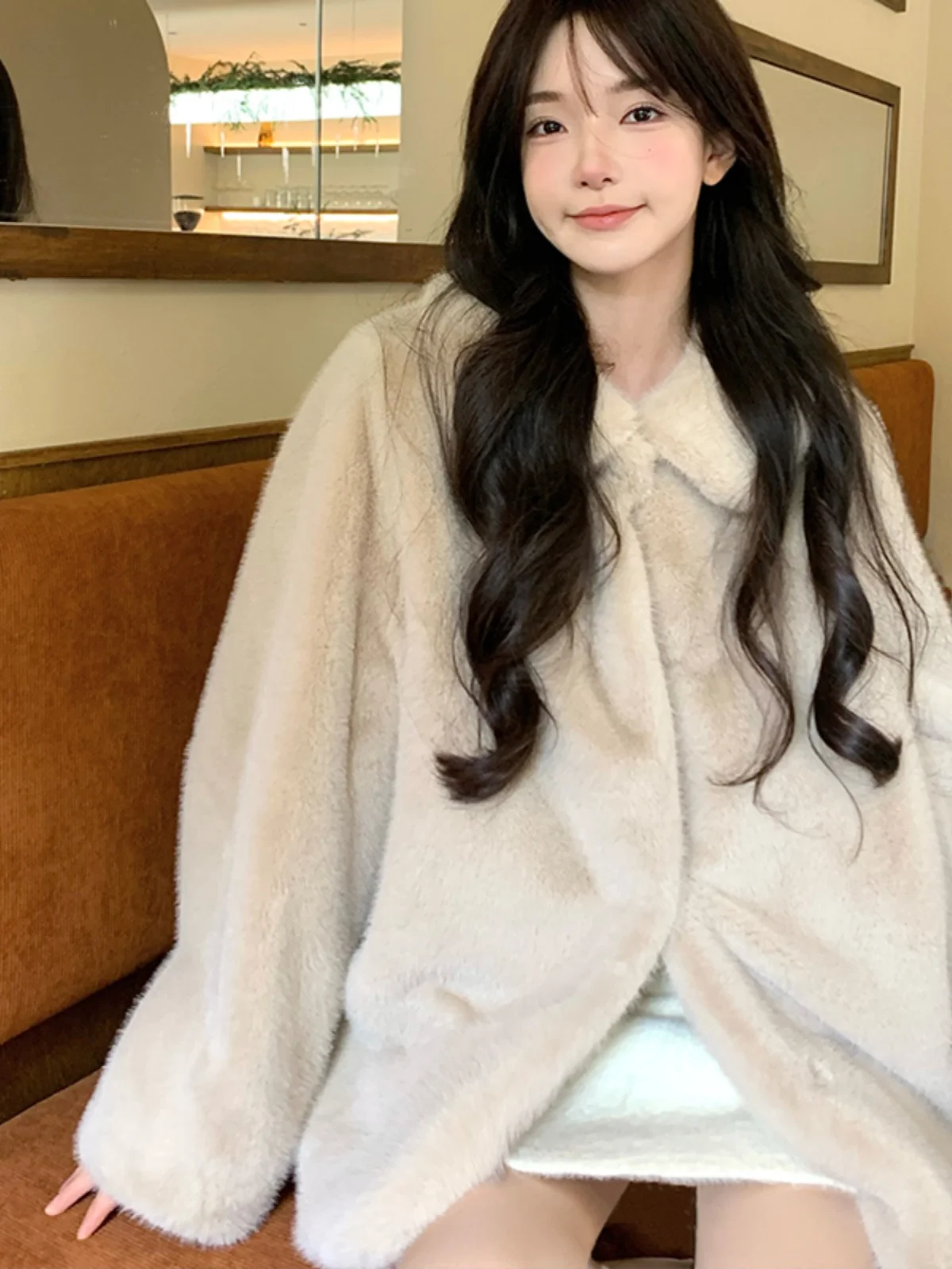 French Rixo Rane French sle Light Luxury⭐Advanced Mink Velvet Environmental Protection Fur Coat Outerwear Women Thick Loose