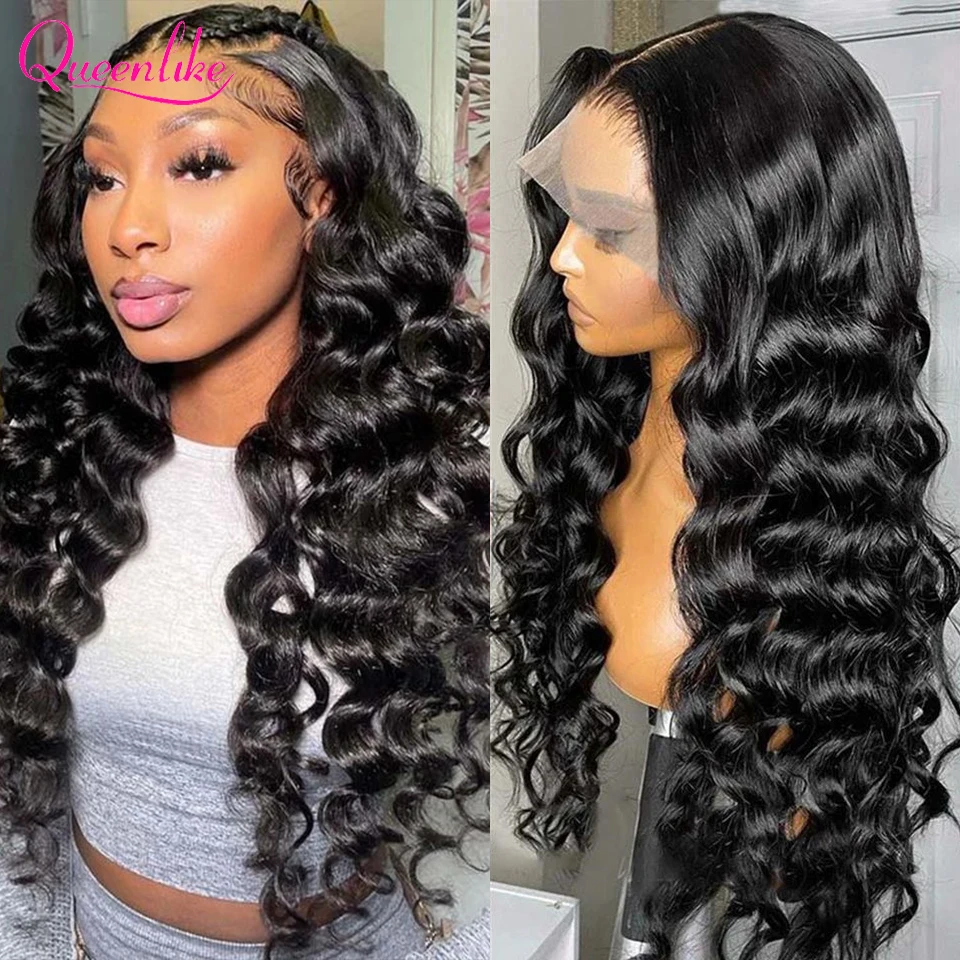 

Queenlike 13x6 Loose Deep Wave Lace Frontal Wig 32 inch Natural Crimps Curls HD Lace Frontal Wig 4x4/5x5/6x6 Lace Closure Wig