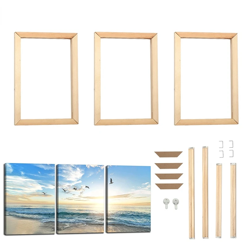 DIY Wood Frame Custom Art Canvas Photo Frame for Diamond Painting Wall Poster Picture Frame Living Room Home Decoration