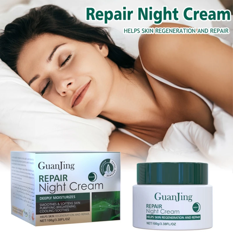 

100g Face Repair Night Cream Moisturizers Anti-Aging Smooth Soften Purifying Brightening Cooling Soothes Dryness Cracked Restore