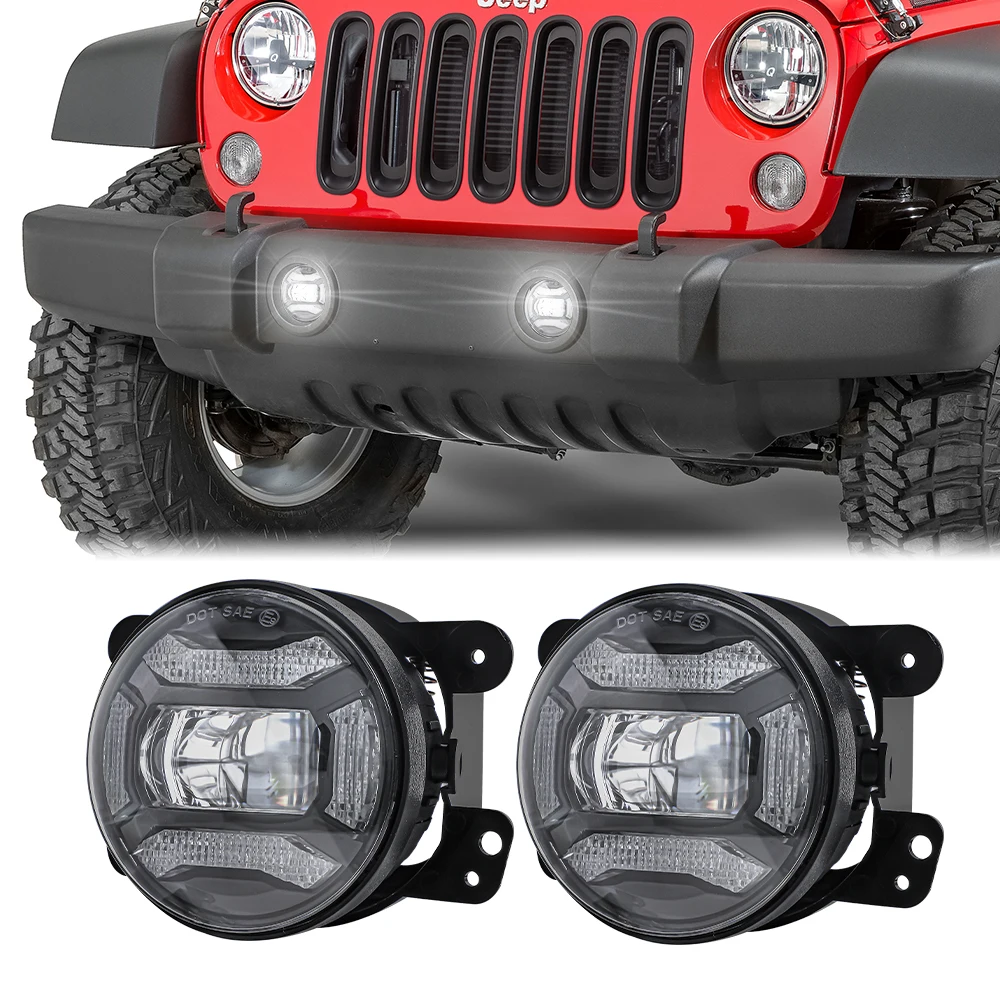 

4" Inch 30W Led Fog Lights for Jeep Wrangler JKU JK 07-17 Off Road Fog Lamps For Chrysler PT Cruiser Dodge Grand Cherokee Lada