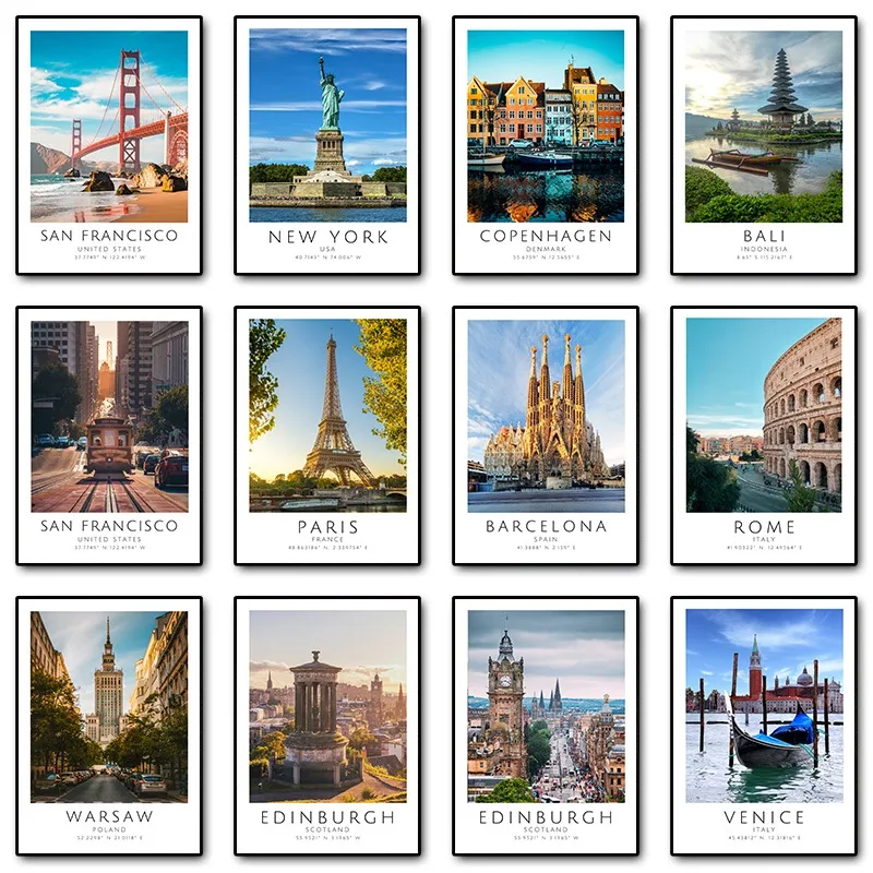 Париж Лондон Нью-Йорк планшетов плакаты принты координаты города настенная