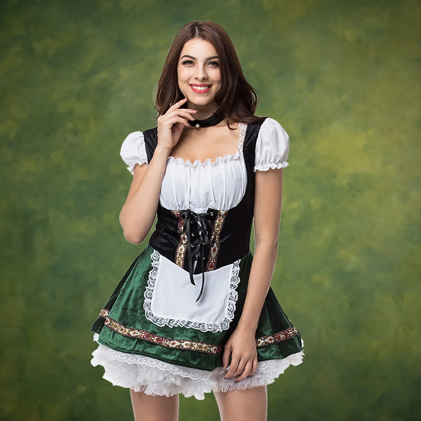 

Womens's Dresses Oktoberfest Costume Christmas Halloween Cosplay German Bavarian Costume Velvet Dirndl Dress Party Dress