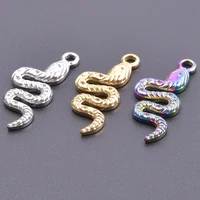 5pcslot water ripple snake charms pendant accessory necklace earring keychain stainless steel diy craft fashion jewelry making