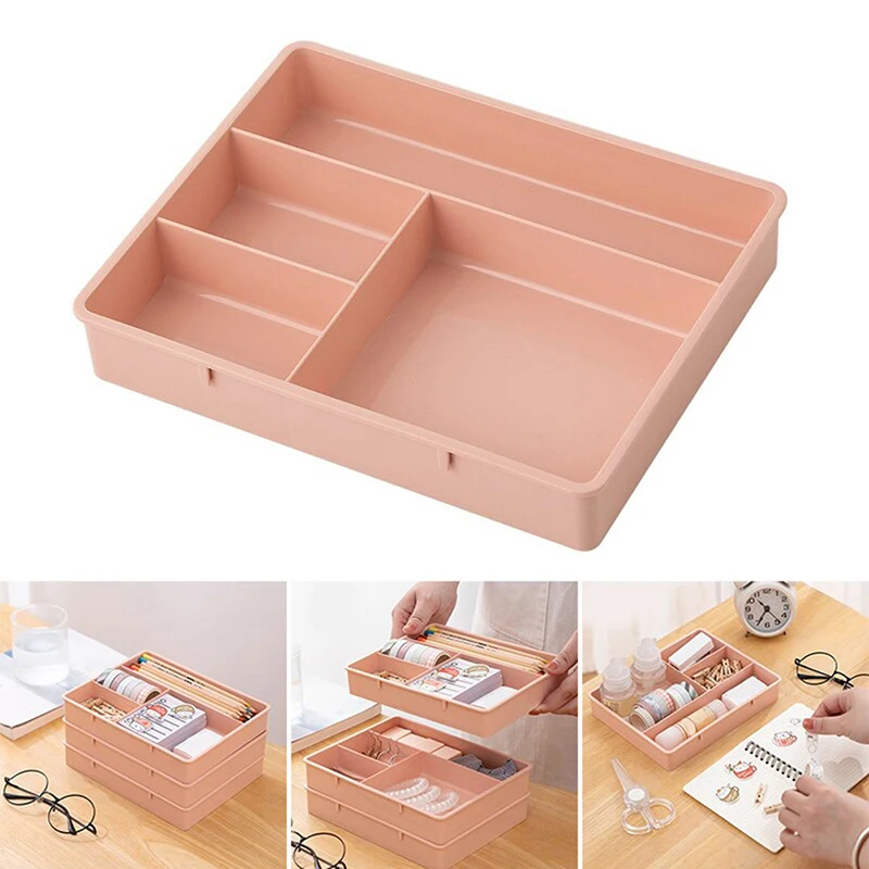 

Desk Drawer Organizer Stackable Multi-cell Desktop Storage Bin Tray Multi-Purpose Divider Container for Household Office Home